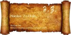 Hanke Zoltán névjegykártya
